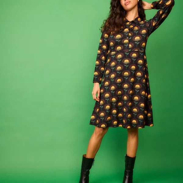 Vestido Corto Duende Flor Amarillo