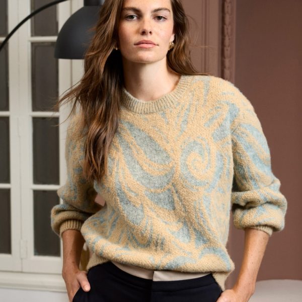 Jersey jacquard de punto suave Azul