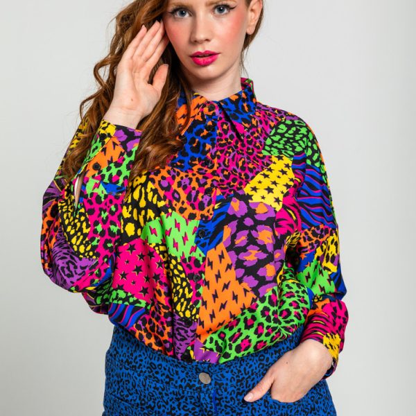 Camisa oversize de estampado variado de animal print - Caótica