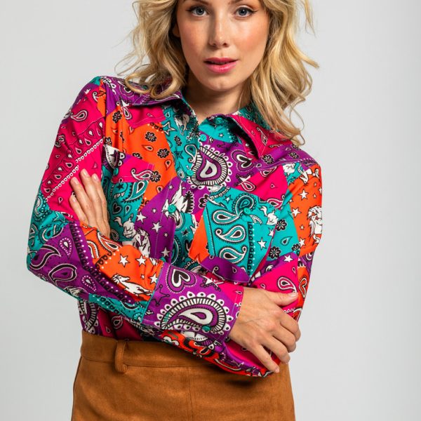 Camisa Tejana de estampado patchwork